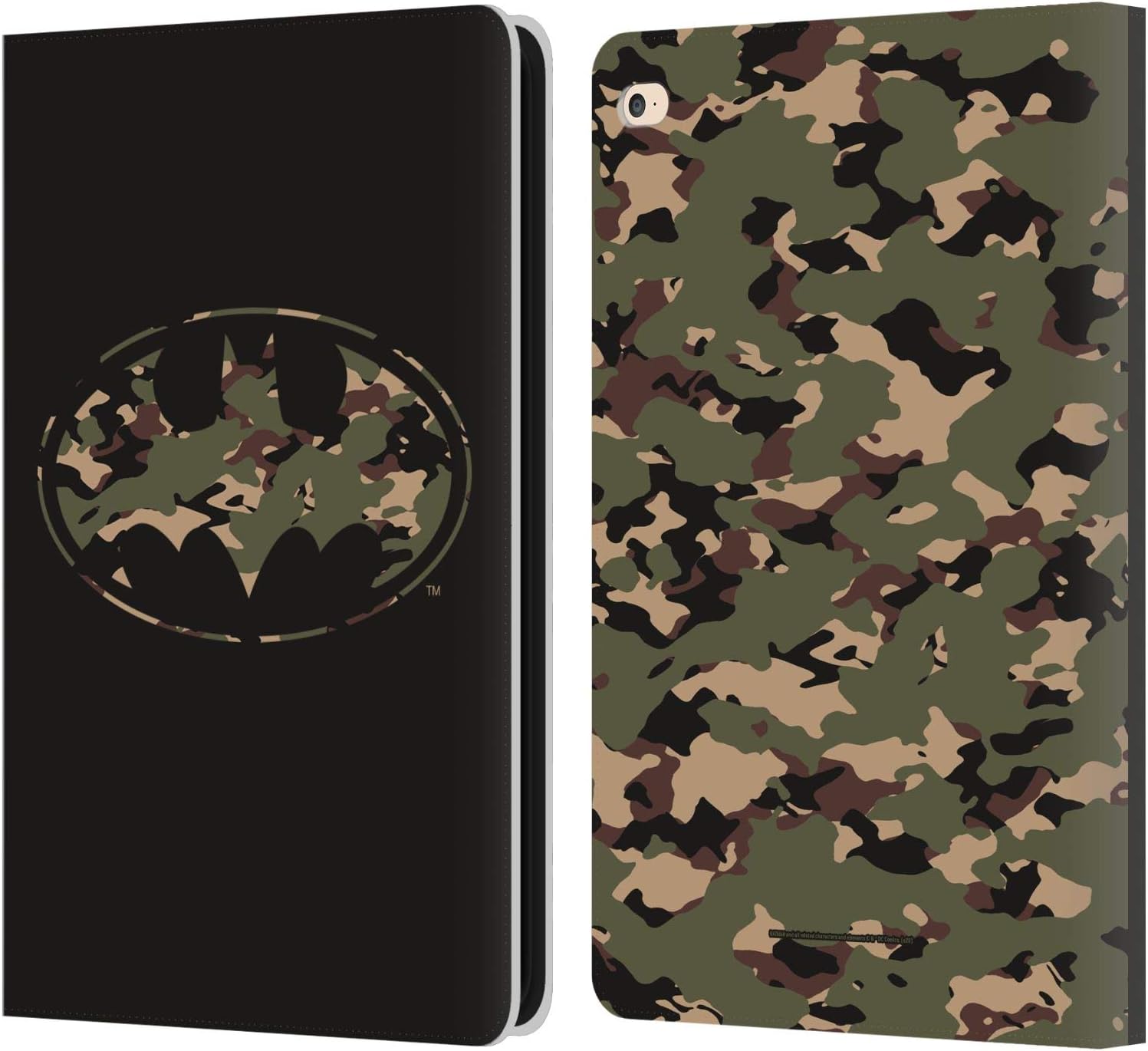Batman DC Comics Camouflage Logos Leather Wallet Case for iPad Air 2
