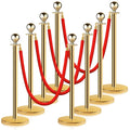 Stainless Steel Stanchion Post Queue 5 ft Red Velvet Rope Set
