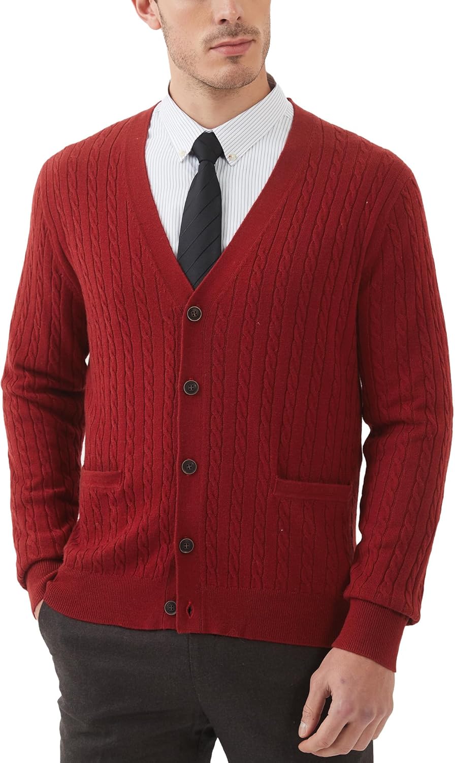 Kallspin Men's Cardigan Sweater: Stylish Wool Blend Knitwear