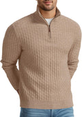 Men's Quarter Zip Waffle Knit Sweater Mock Neck Polo - Cozy, Versatile