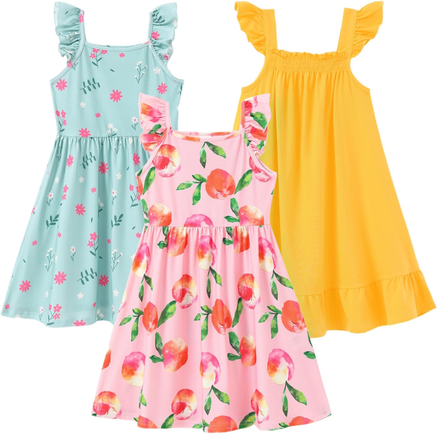 Multipack Toddler Dresses with Flamingo Stripes for Girls