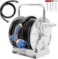 Stainless Steel Garden Hose Reel with 75ft Hybrid Hose - Durable