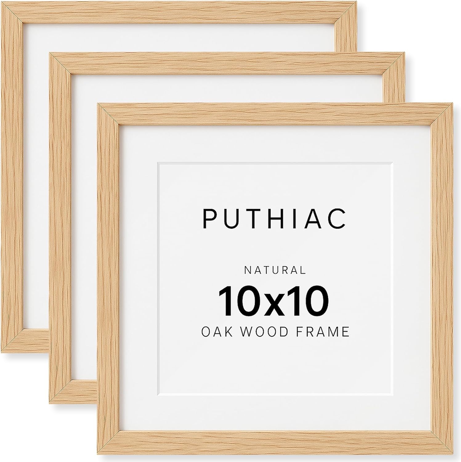 10x10 Oak Wood Picture Frame - Minimalist Design for Art Display