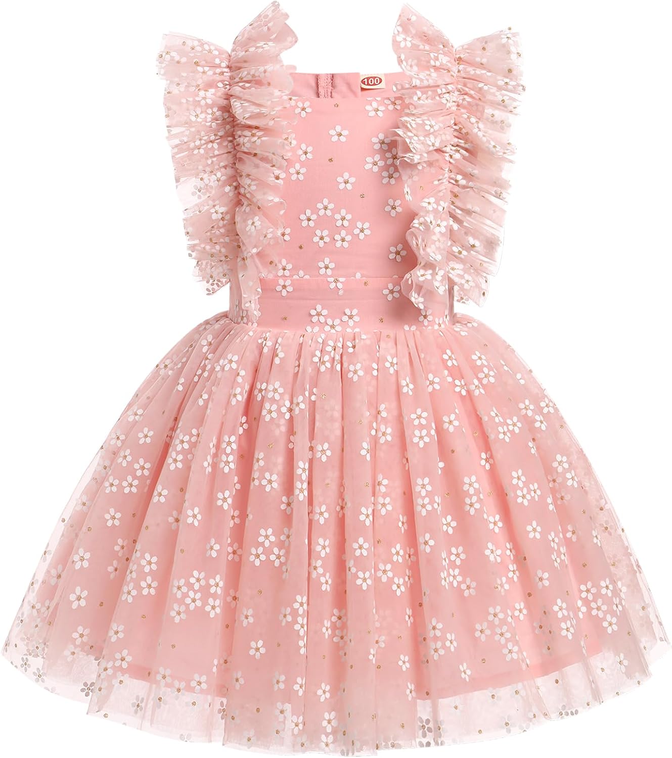 Girls Birthday Party Dress with Butterfly and Polka Dots