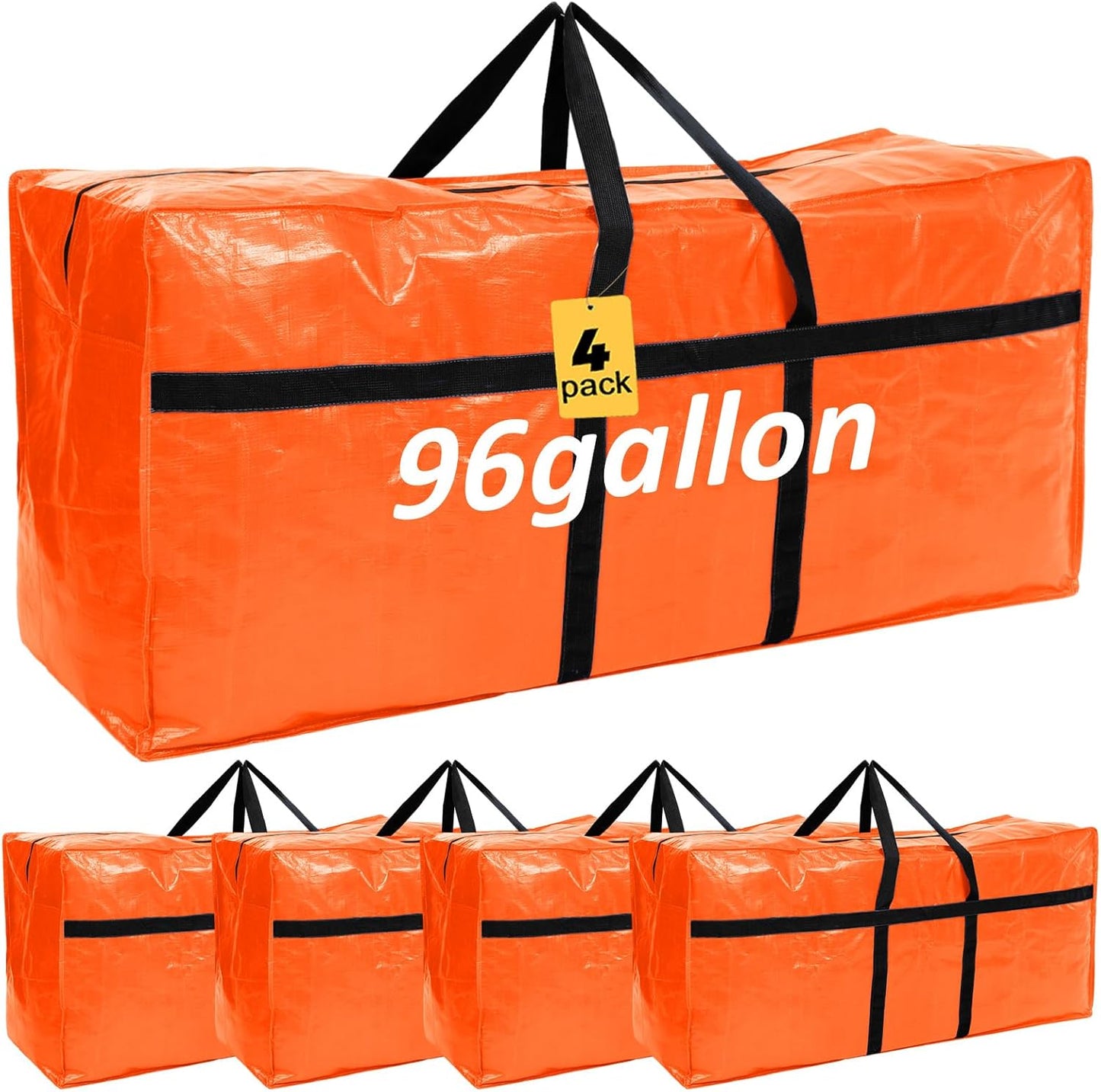 4 Pcs 96 Gallon Large Moving Bags for Storage and Travel