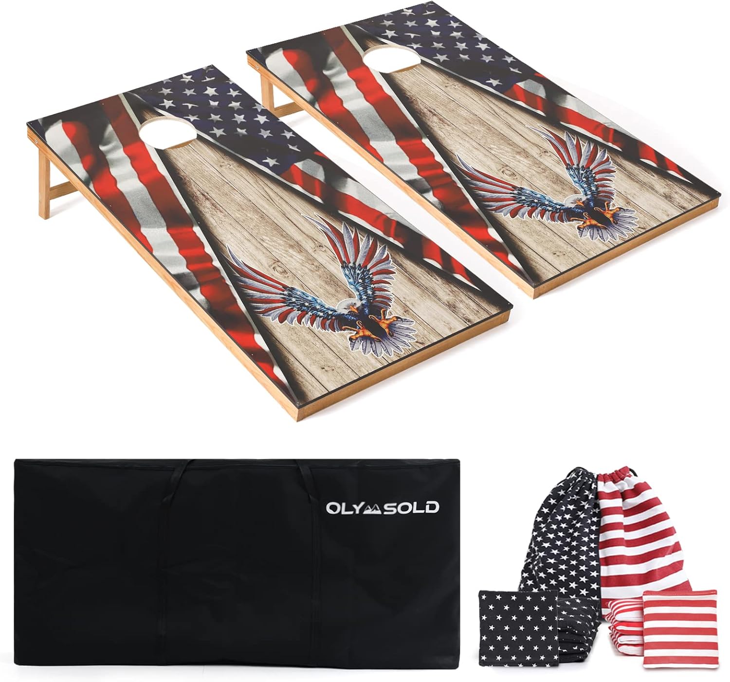 Regulation Cornhole Set with Classic American Flag Design
