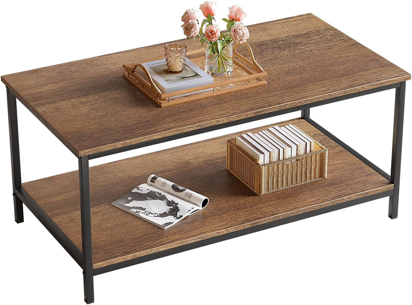 SAYGOER Industrial Coffee Table with Storage - Space-Saving Solution