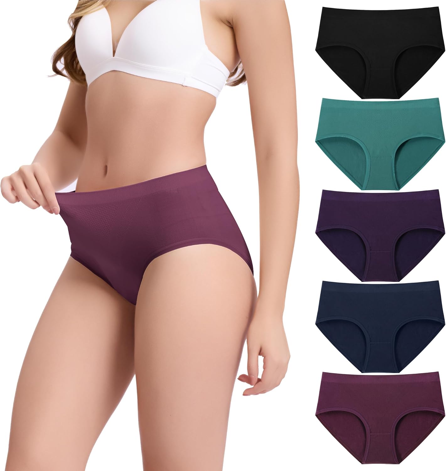 Bamboo Cool Women's Underwear Mid Waisted Briefs for Comfort