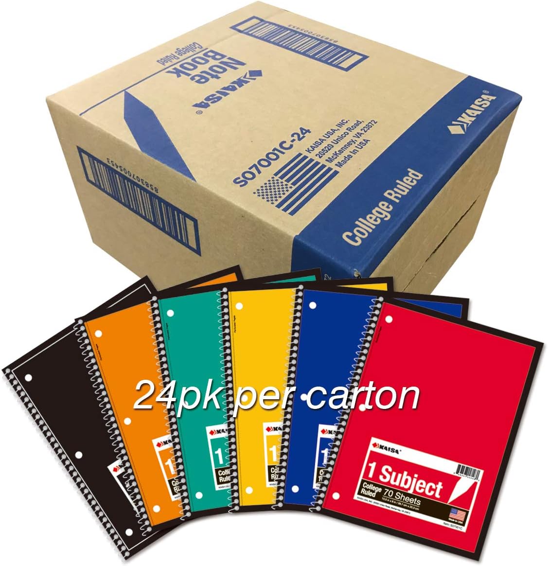 KAISA 1 Subject Spiral Notebooks for Students and Office Use