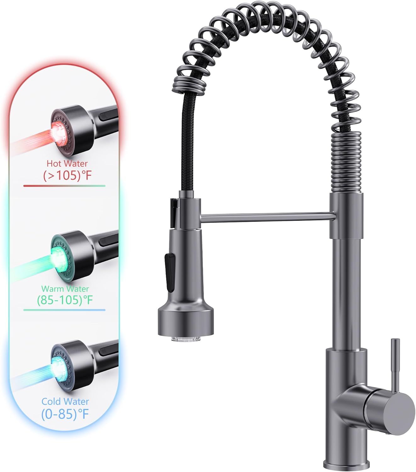 GIMILI Black Stainless Kitchen Faucet with Pull Down Sprayer