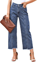 Sidefeel Women's High Waisted Wide Leg Cropped Jeans - Edgy Raw Hem it