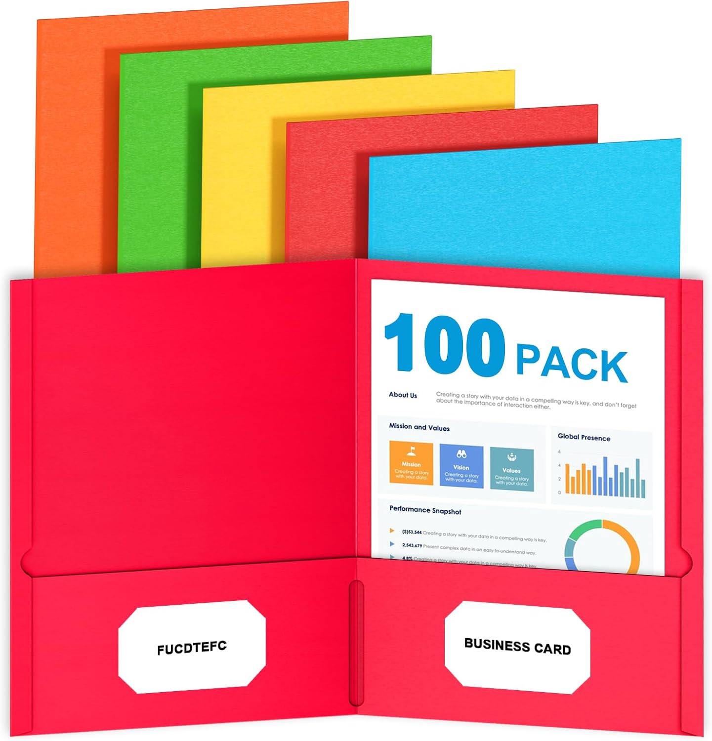 100 Pack Pocket Folders for School Office Home Business Use