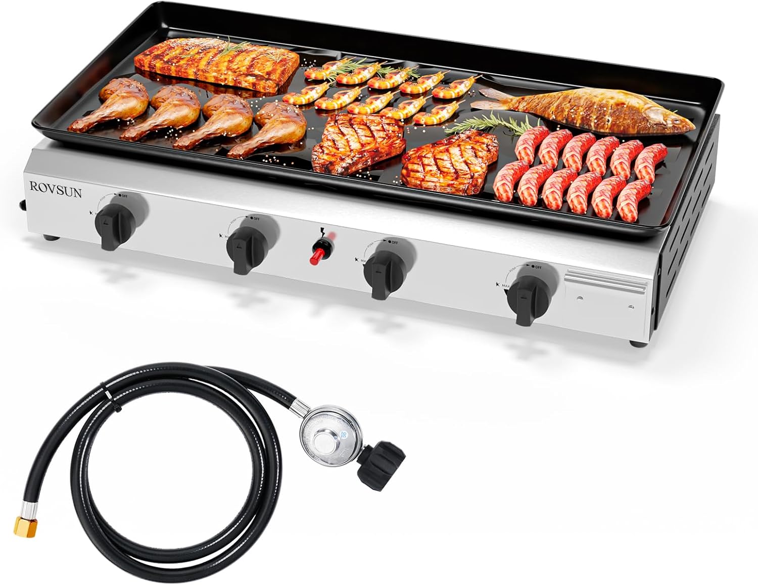 ROVSUN 4 Burner Portable Propane Griddle for Outdoor Cooking