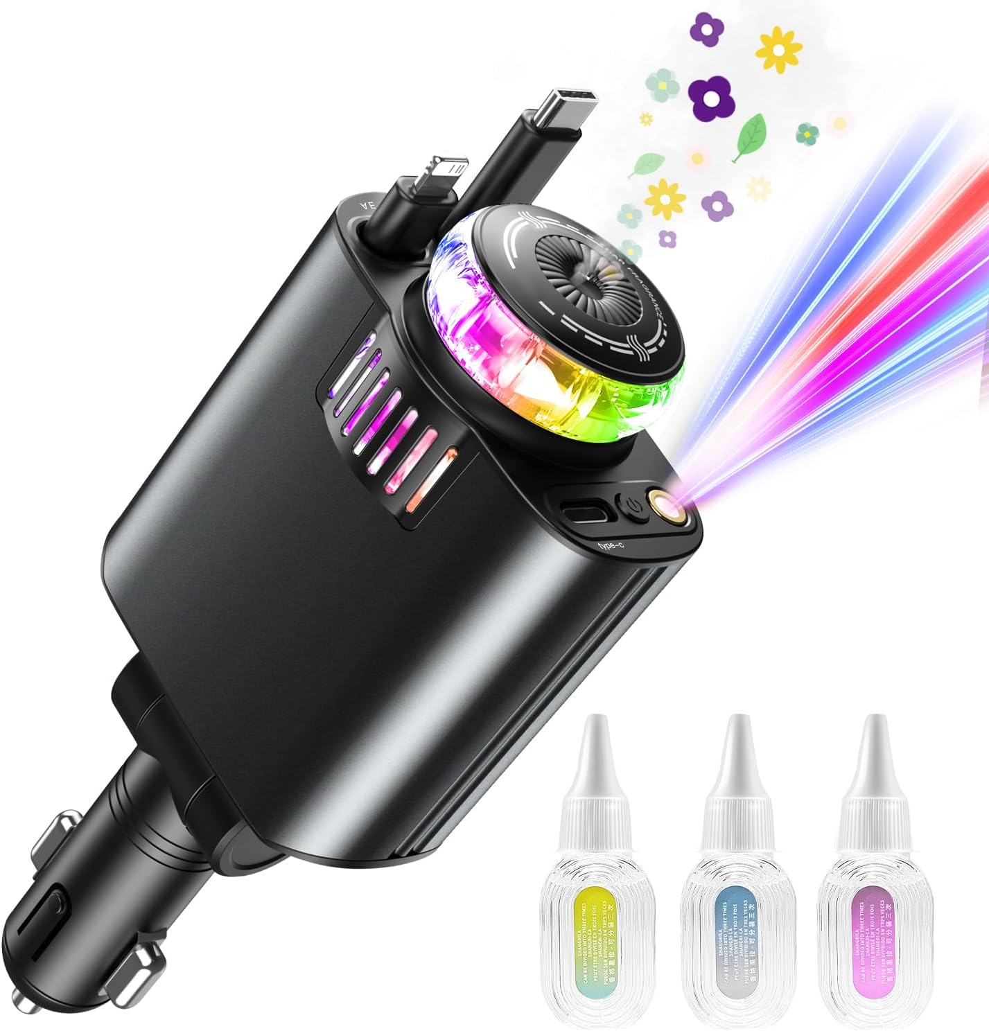 Fast Car Charger with Starlight Diffuser - iPhone & Android Compatible
