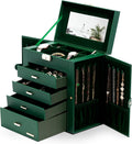Synthetic Leather Huge Jewelry Box Mirrored Watch Organizer - Lockable