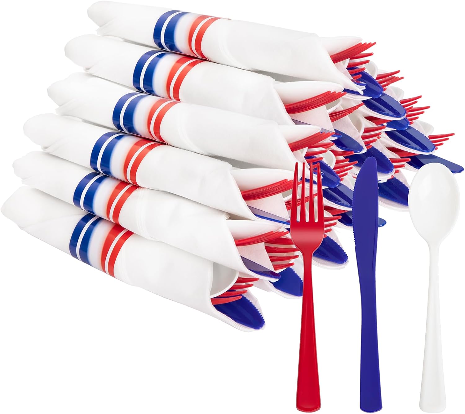 Liacere 400PCS 4th of July Pre Rolled Silverware Set