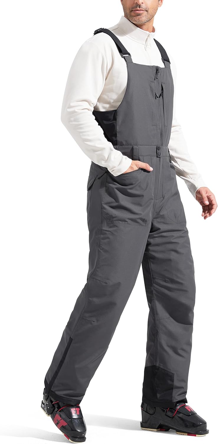 FREE SOLDIER Men's Insulated Waterproof Snow Bibs for Winter Fun