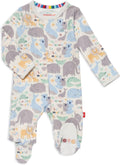 Magnetic Me Organic Cotton Baby Footie Pajamas - Magnetic Close