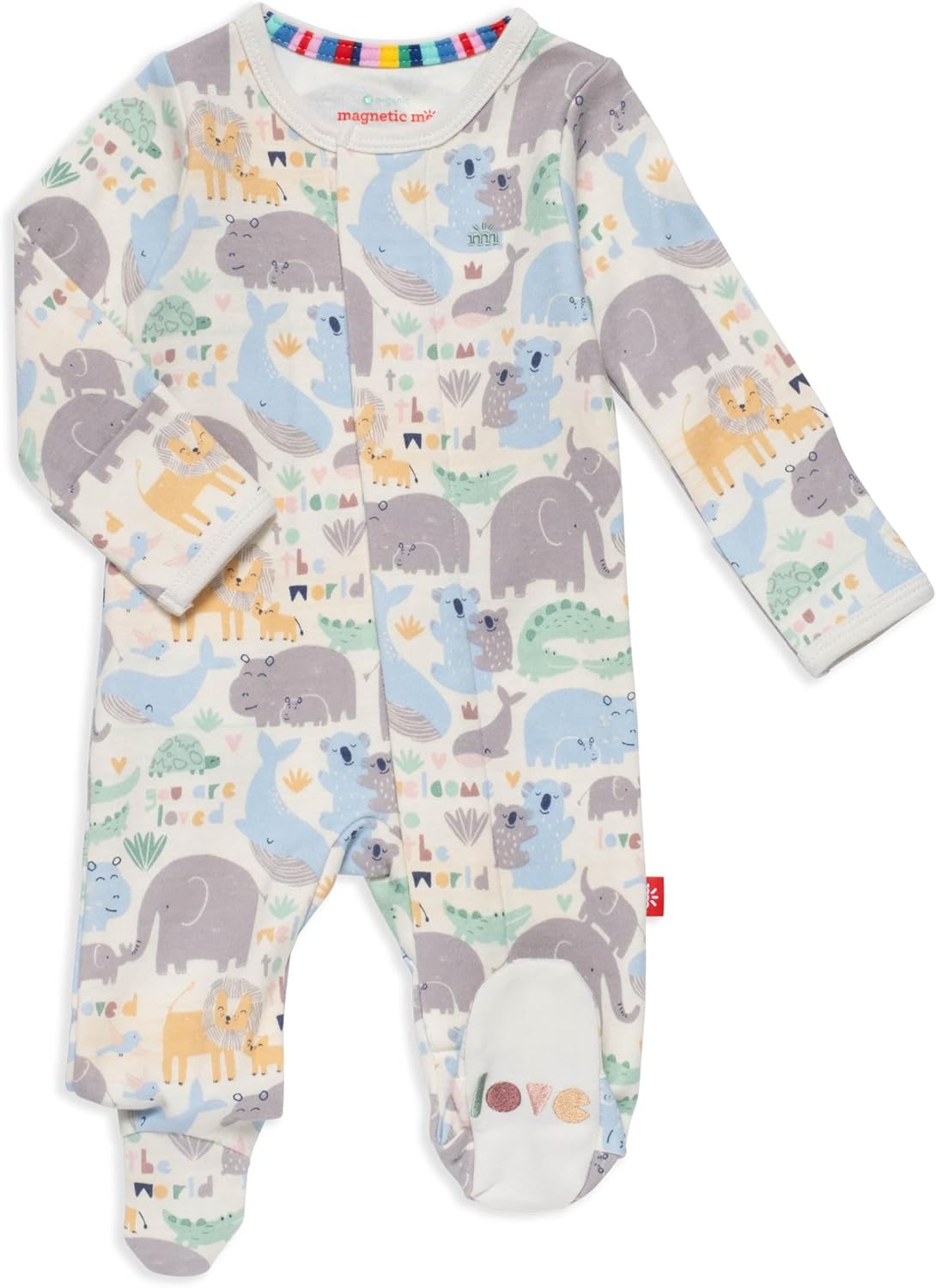 Magnetic Me Organic Cotton Baby Footie Pajamas for Easy Dressing