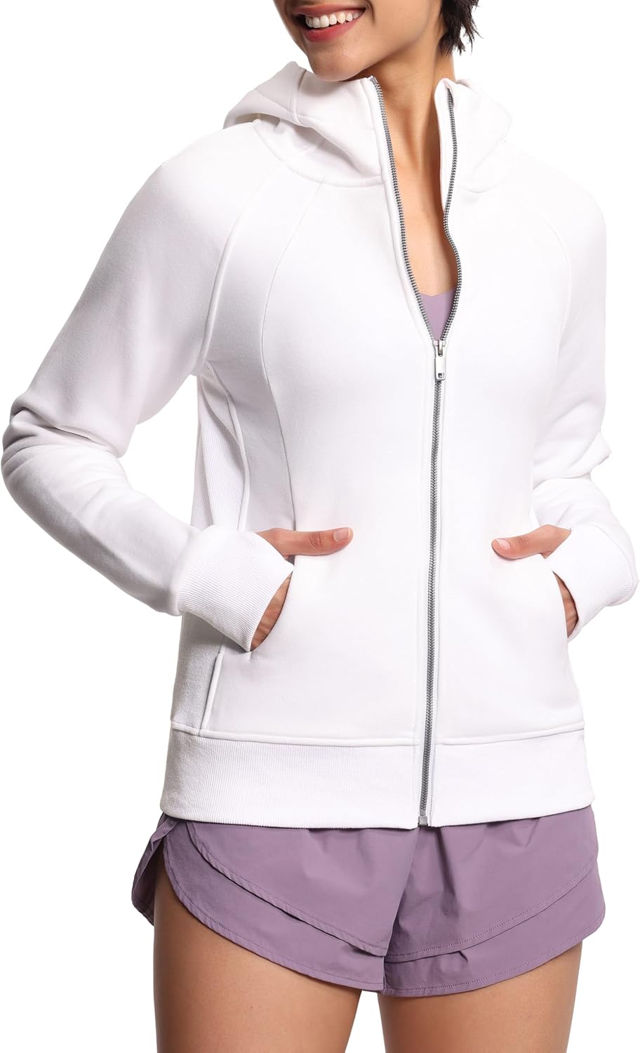 Women's Zip Up Hoodies Fleece Workout Jackets with Pockets