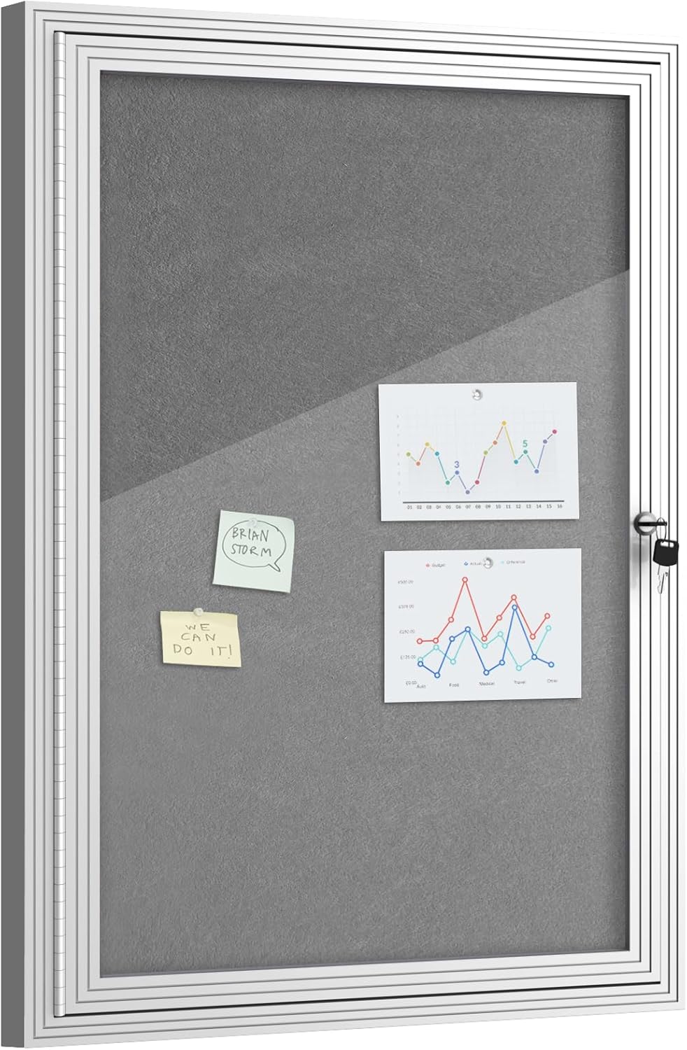 36x24 Enclosed Bulletin Board for School & Office Use