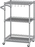 Metal Carts with Wheels 3-Tier Rolling Utility Cart - Space-Saving