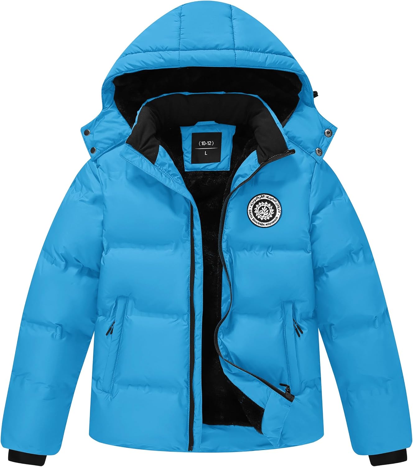 Kids Winter Coat Warm Fleece Thermal Padded Jacket with Hood