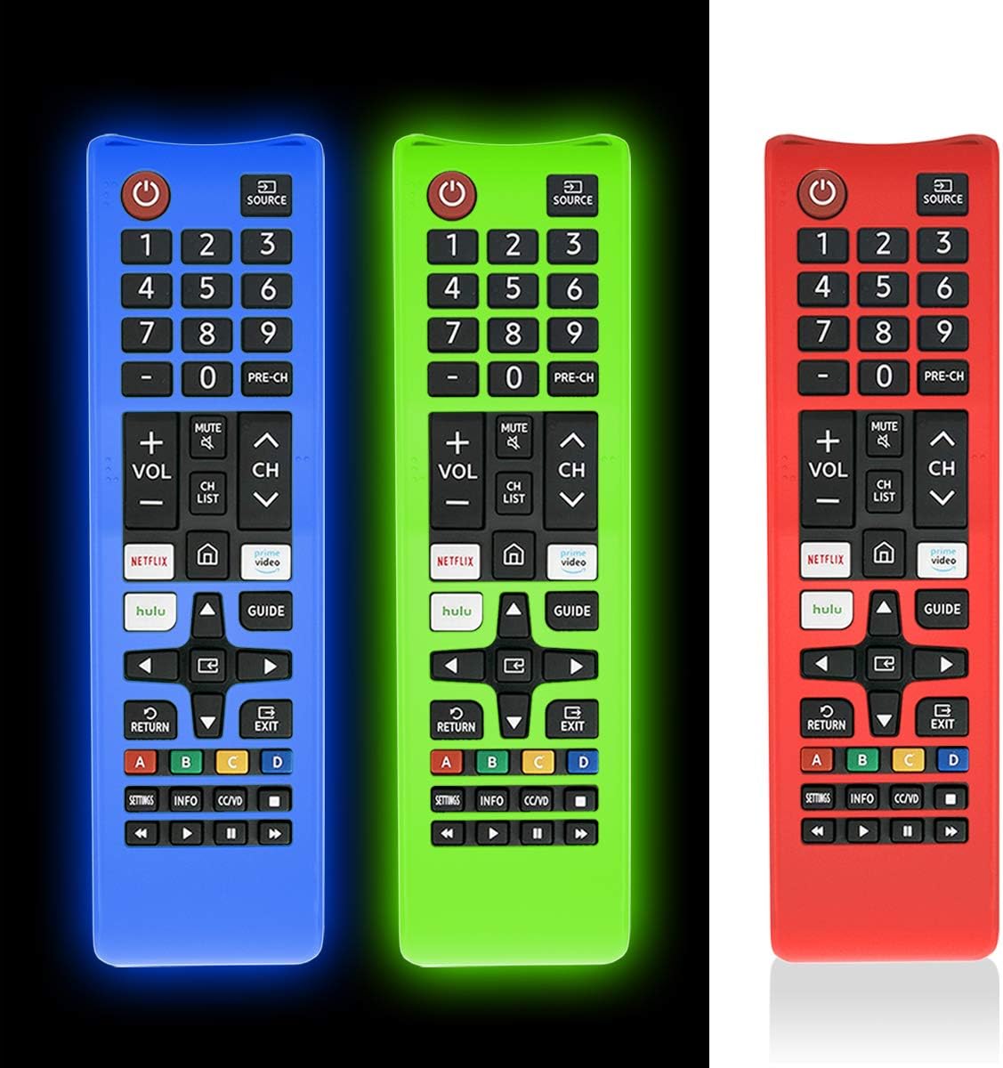 3 Pcs Silicone Samsung TV Remote Covers - Lightweight, Anti-Slip, Glowing!