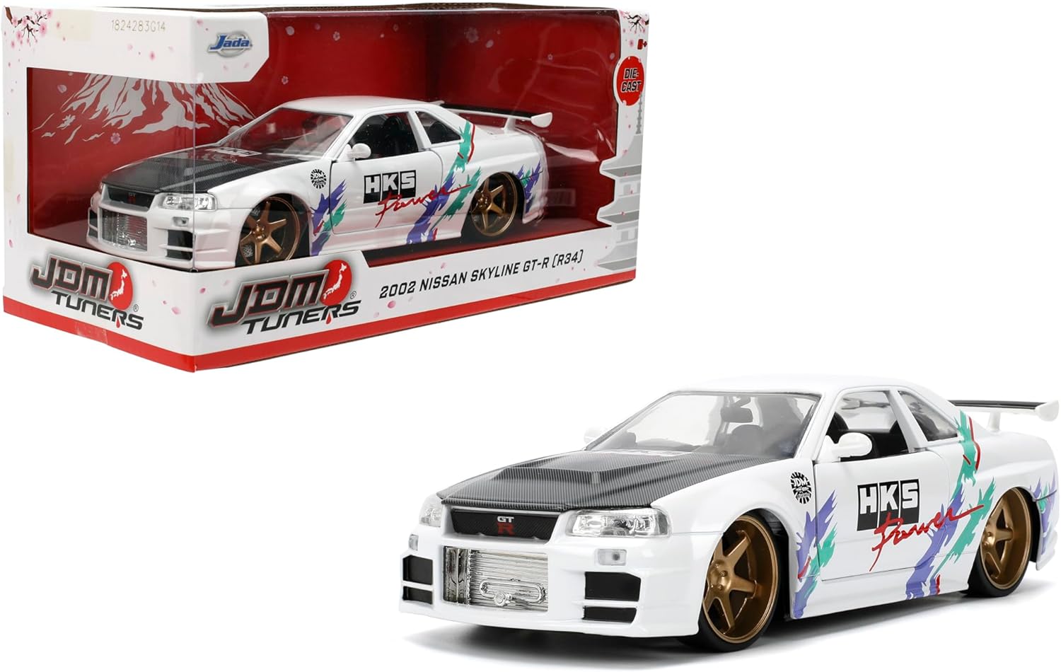 Jada Toys 1:24 Nissan Skyline GT-R Die-Cast, Detailed Interior, Rubber Tires - Collectible!