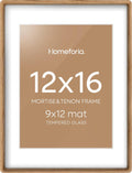 12x16 Natural Wood Picture Frame with Mat - Mortise & Tenon Light Oak