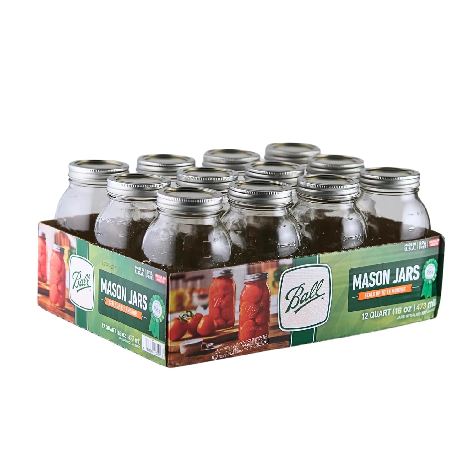 16oz Regular Mouth Jars with Lids & Bands for Food Storage