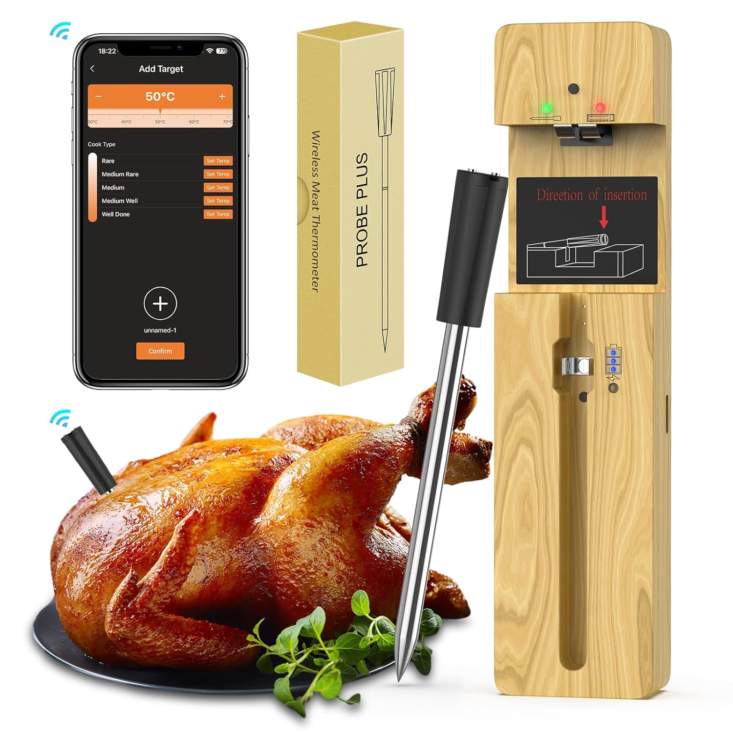 Wireless Meat Thermometer with Bluetooth for Perfect Cooking