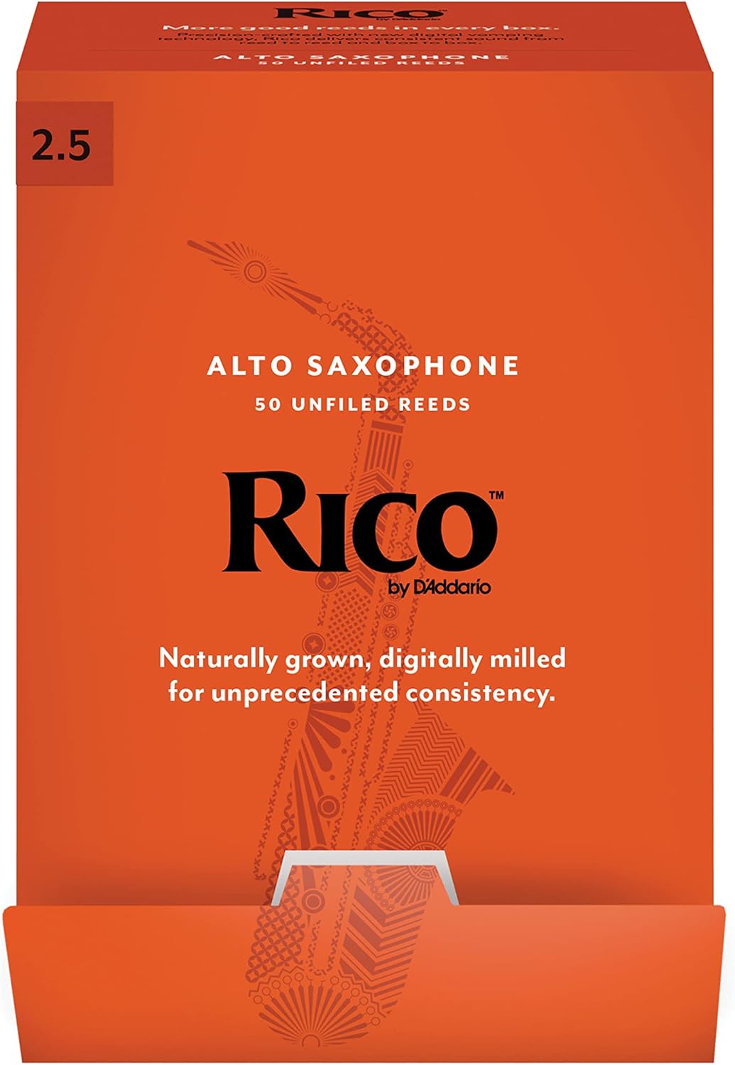 Rico Saxophone Reeds for Alto Saxophone, Strength 2.5, 50-Pack