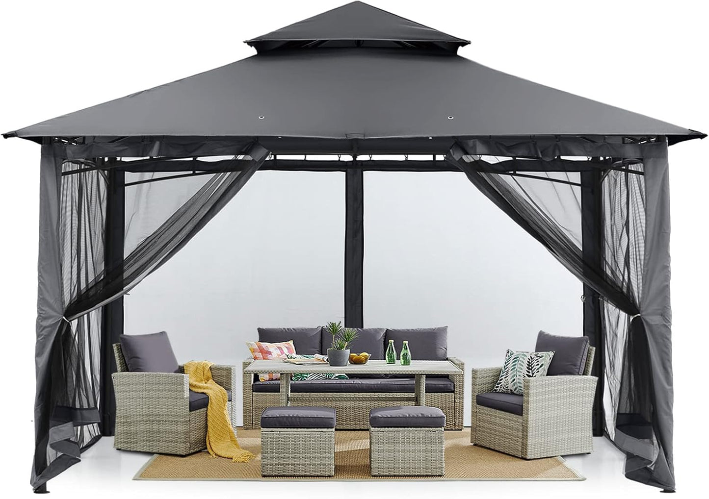 MASTERCANOPY Outdoor Garden Gazebo with Stable Steel Frame