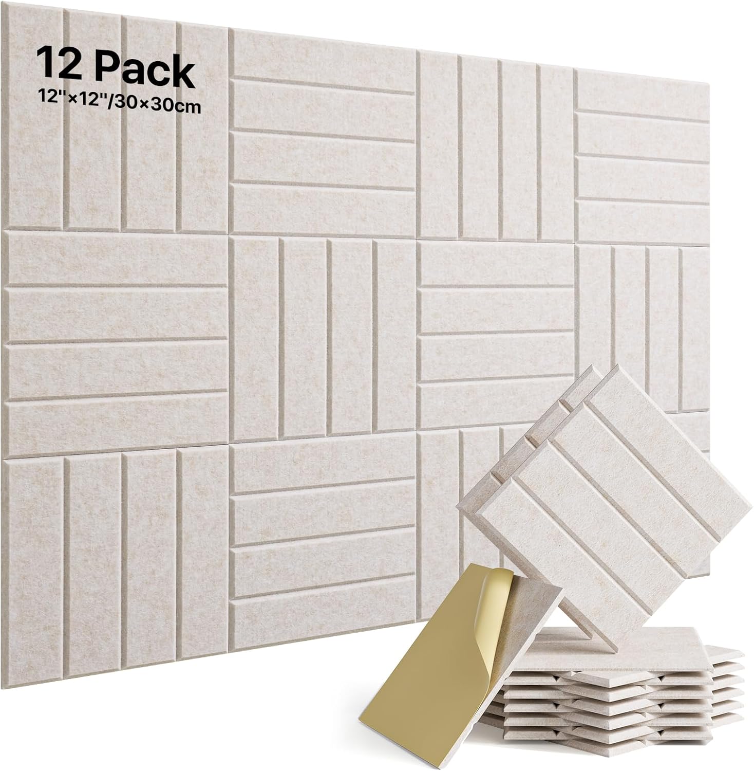 12 Pack Sound Proof Foam Panels for Walls, Self-Adhesive Acoustic