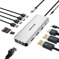 Laptop Docking Station 12-in-1 Triple Display USB C Hub