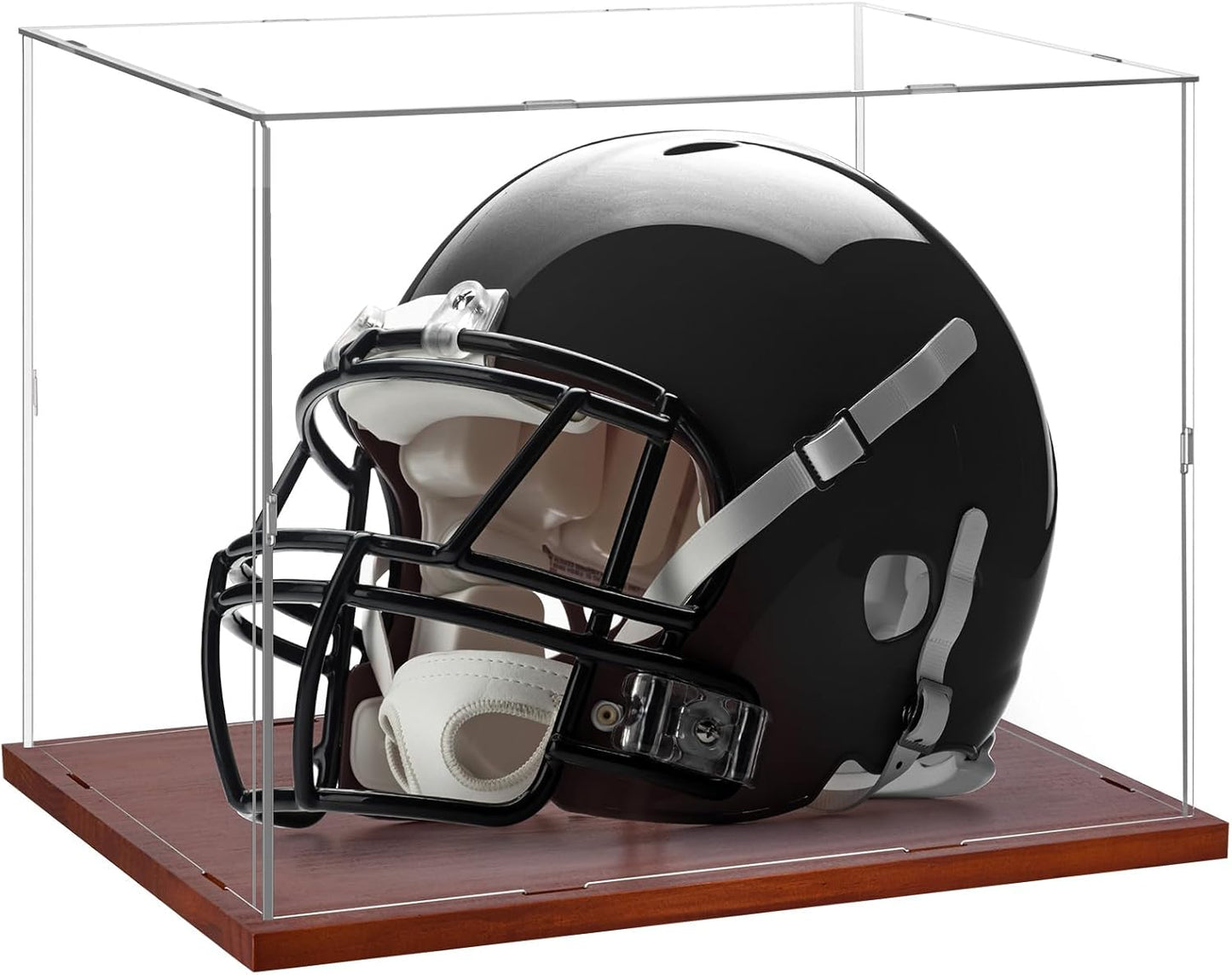 Football Helmet Display Case with Wooden Base and Acrylic Panels