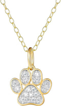 Whimsical Paw Pendant Necklace with Diamonds in Sterling Silver