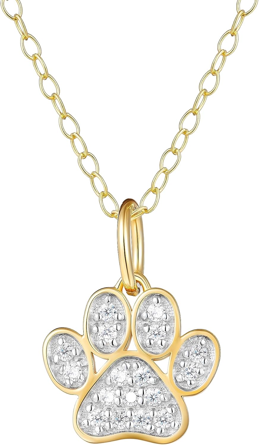 Whimsical Paw Pendant Necklace with Diamonds in Sterling Silver