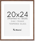 20x24 Picture Frames Solid Oak Wood Frame 20 x 24 - Tempered Glass