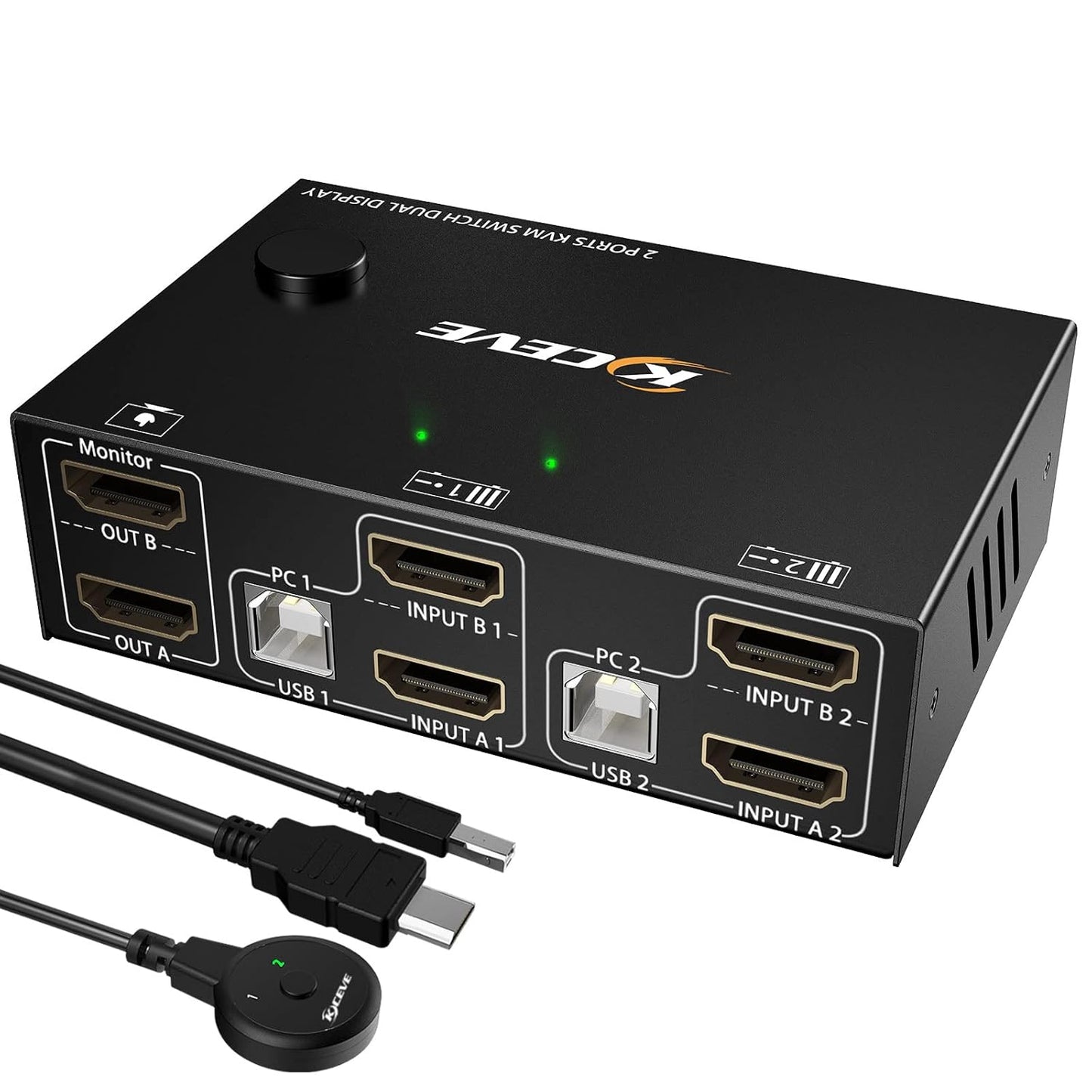 Dual Monitor KVM Switch HDMI 2 Port 4K@60Hz for 2 Computers