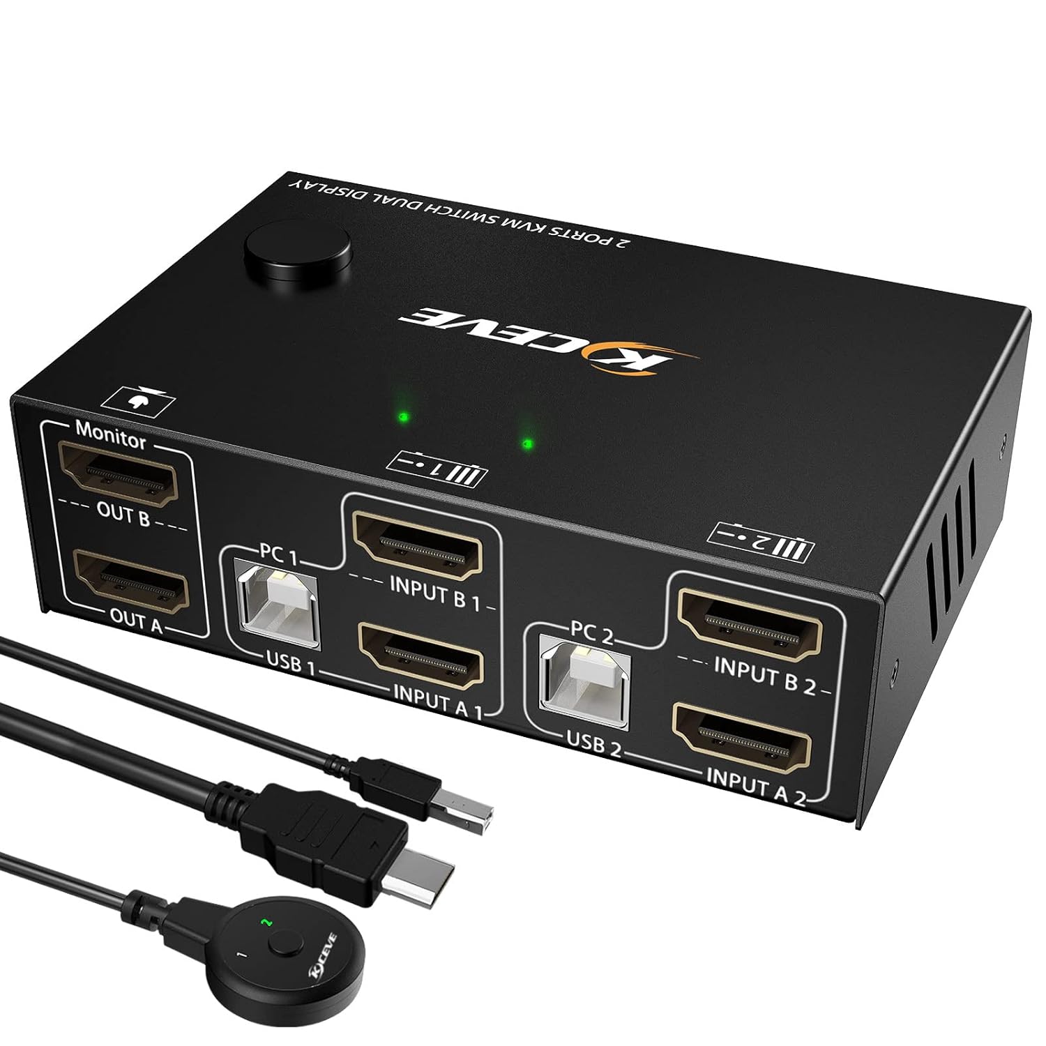 Dual Monitor KVM Switch HDMI 2 Port 4K@60Hz for 2 Computers