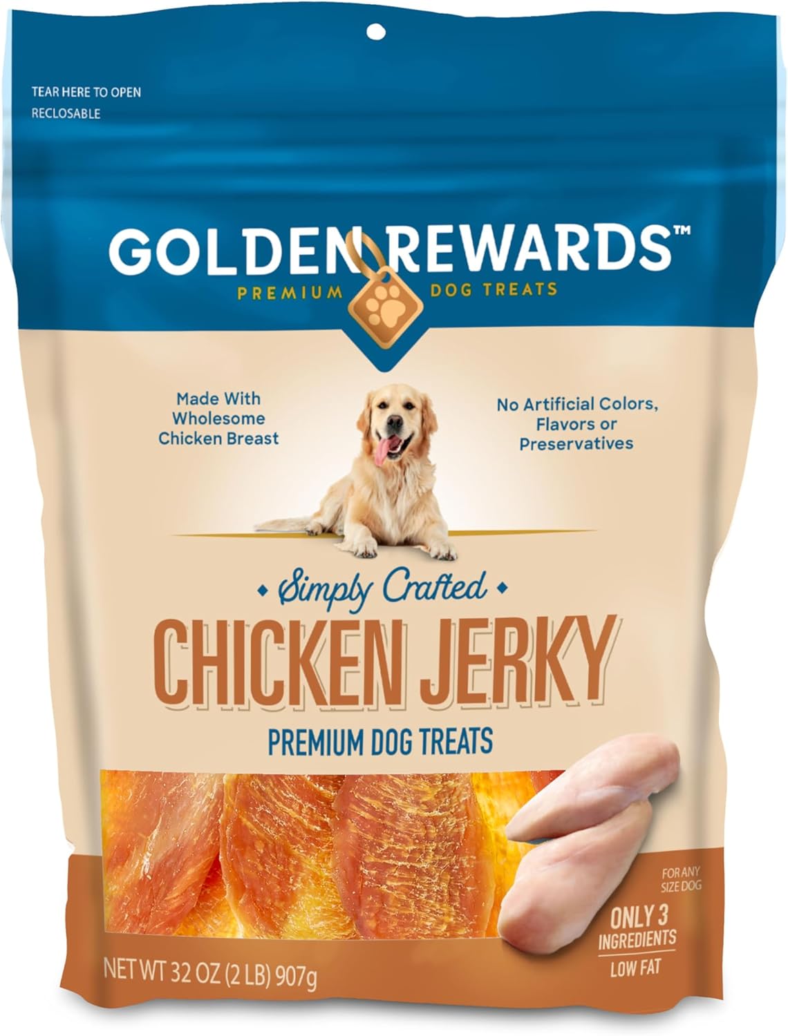 Golden Rewards Chicken Jerky Dog Treats for All Life Stages