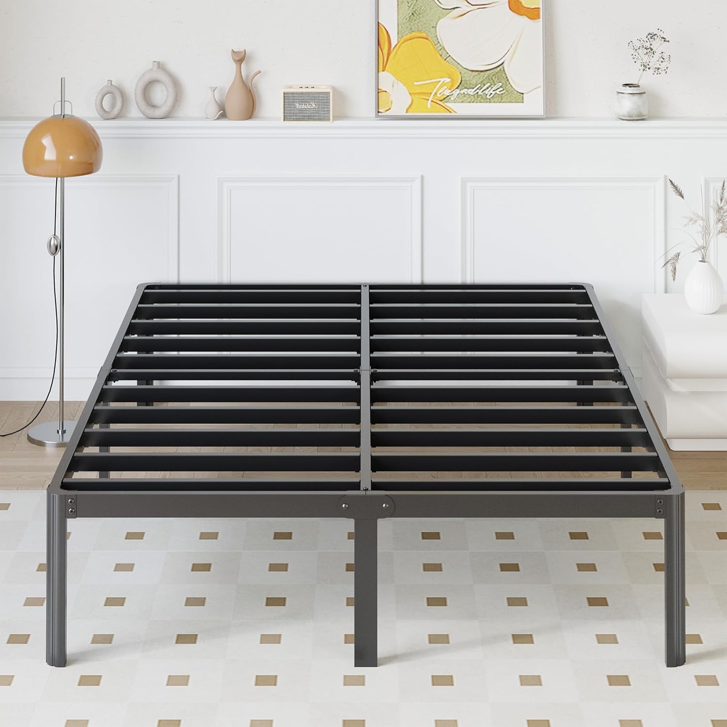 14 Inch King Bed Frame with Rounded Corner Legs for Comfort