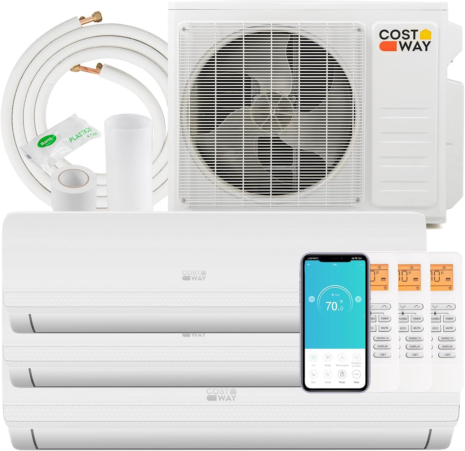 Costway Tri Zone Mini Split AC 36k BTU - WiFi Enabled