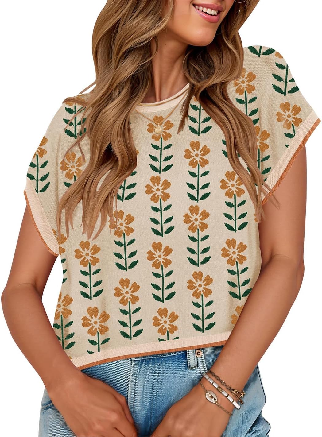 ZESICA Womens Summer Casual Printed Tops for Trendy Outfits