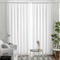 Melodieux White Semi Sheer Curtains 108 in Long - Linen Look Light
