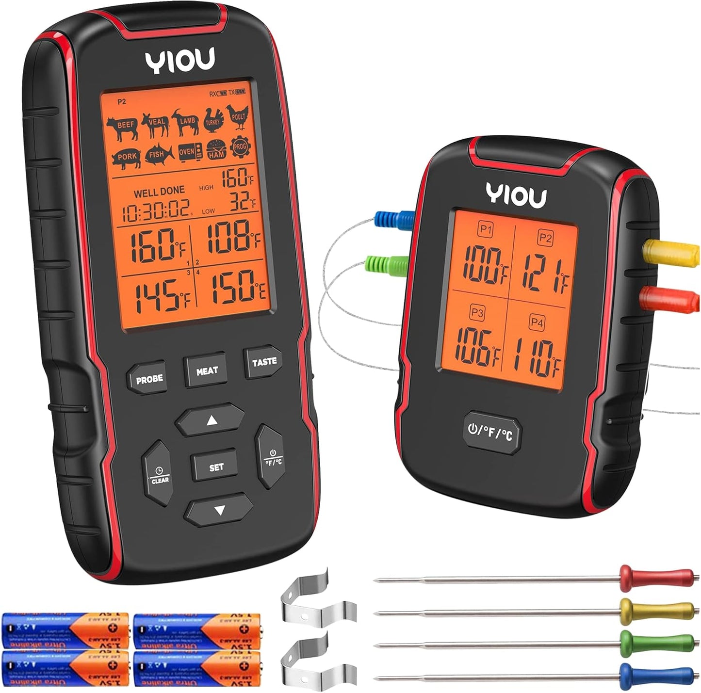 YIOU 4-Probe Wireless Meat Thermometer - 500FT Range