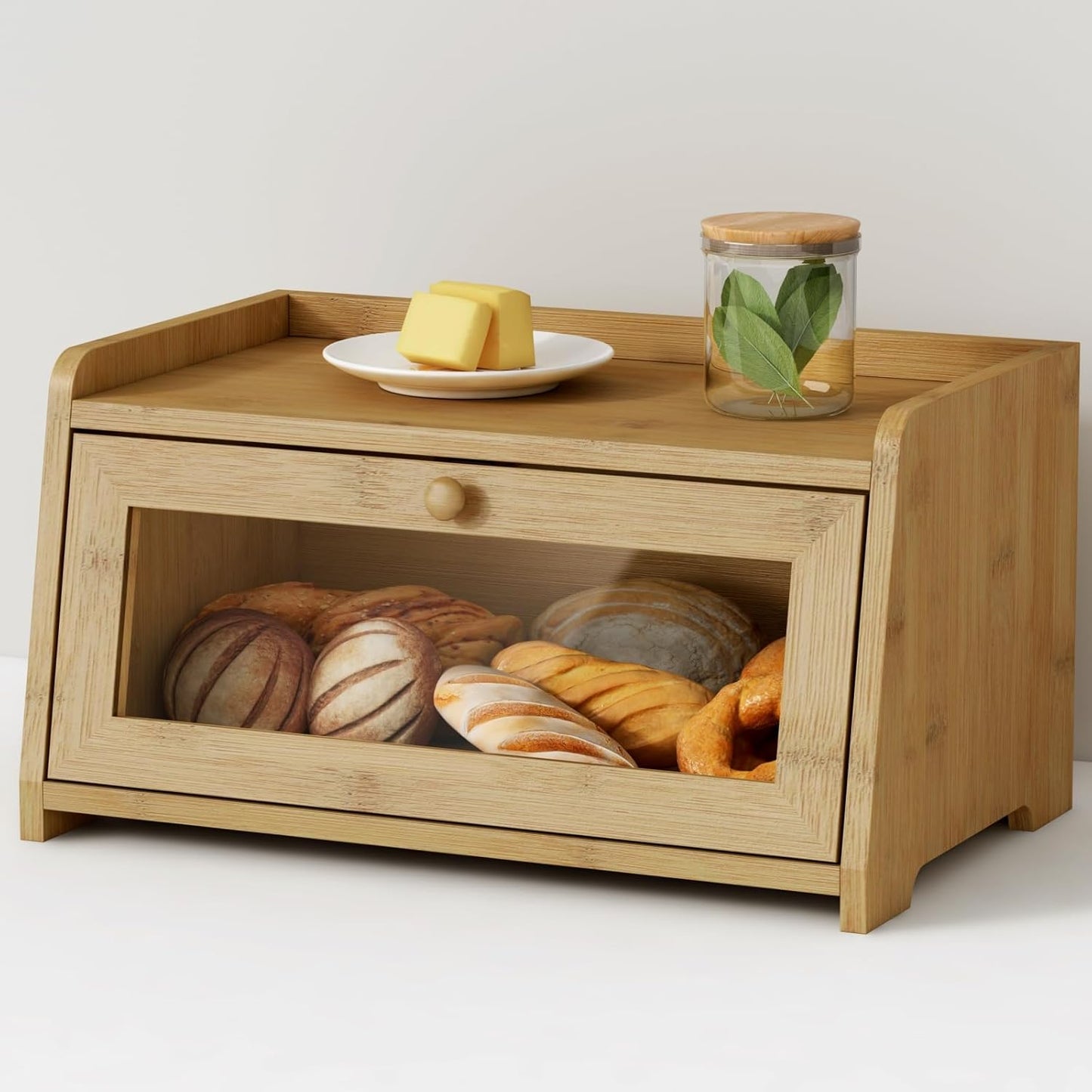Wood Bread Box for Kitchen Countertop - Rustic Storage Solution