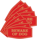Beware of Dog Wall or Door Sign - Durable Red/Gold 10 Pack